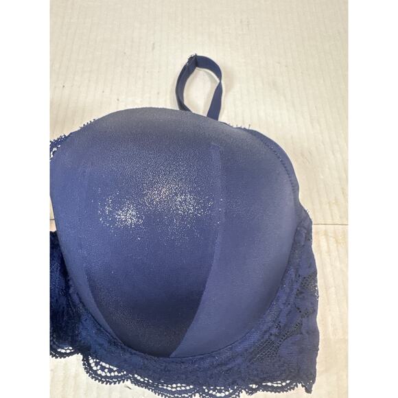 Victorias Secret Dream Angels Lined Demi Bra Embroidered Shimmer Blue Size 32DDD - Picture 2 of 4